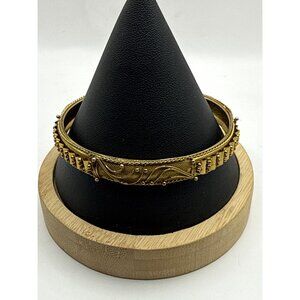 Reserved - nikkii - Vintage Ornate Gold Tone Bangle Bracelet Etruscan Revival